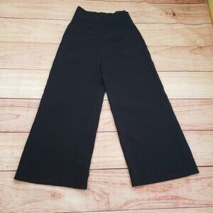 Zara Pants Womens Extra Small Black Wide Leg High Waist Cropped Career Casual
